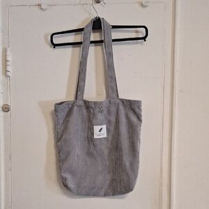 Gray Corduroy Tote Bag